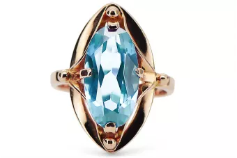 Aquamarine Original Vintage 14K Rose Gold Ring Vintage style vrc047r